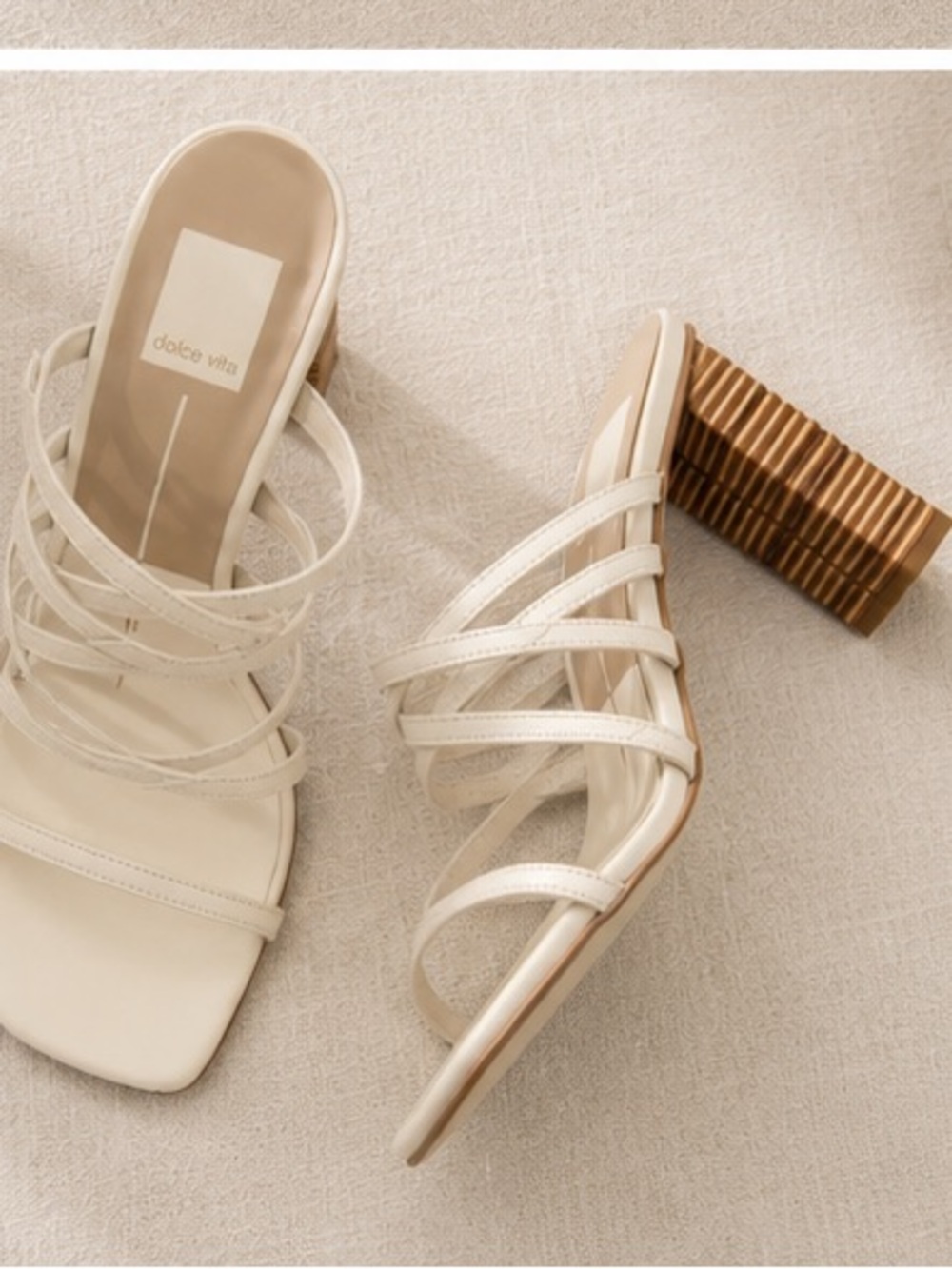 DOLCE VITA Ivory Leather Jenko Heeled Sandals NEW Size 9.5